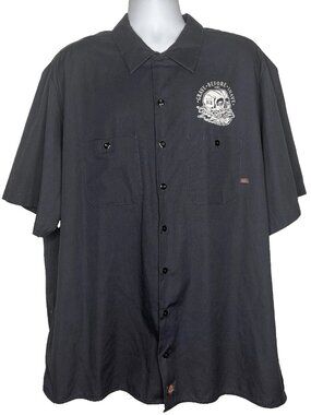 Grave Before Shave Gray Dickies Work Shirt Size 3XL Skull Beard Promo Bikercore